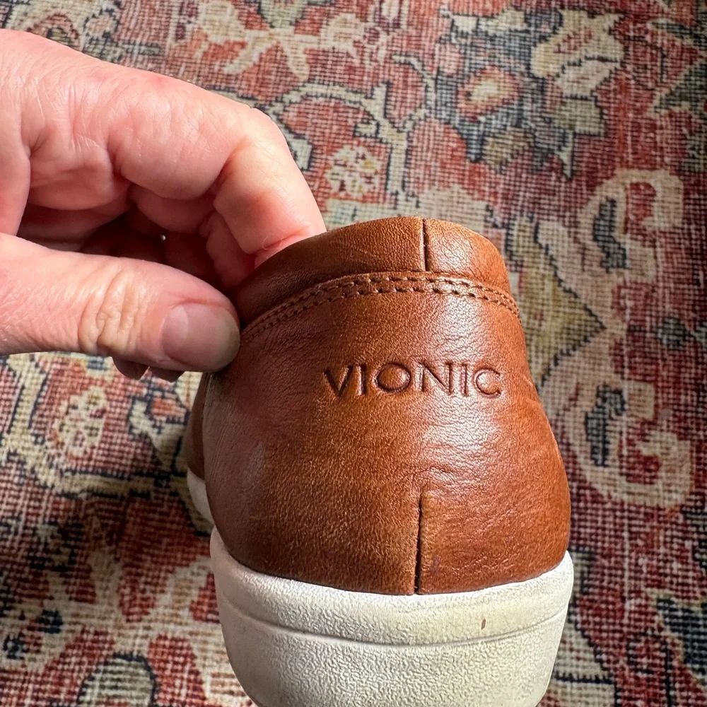 Vionic Brown Leather Slip-On Loafers - Picture 3 of 9